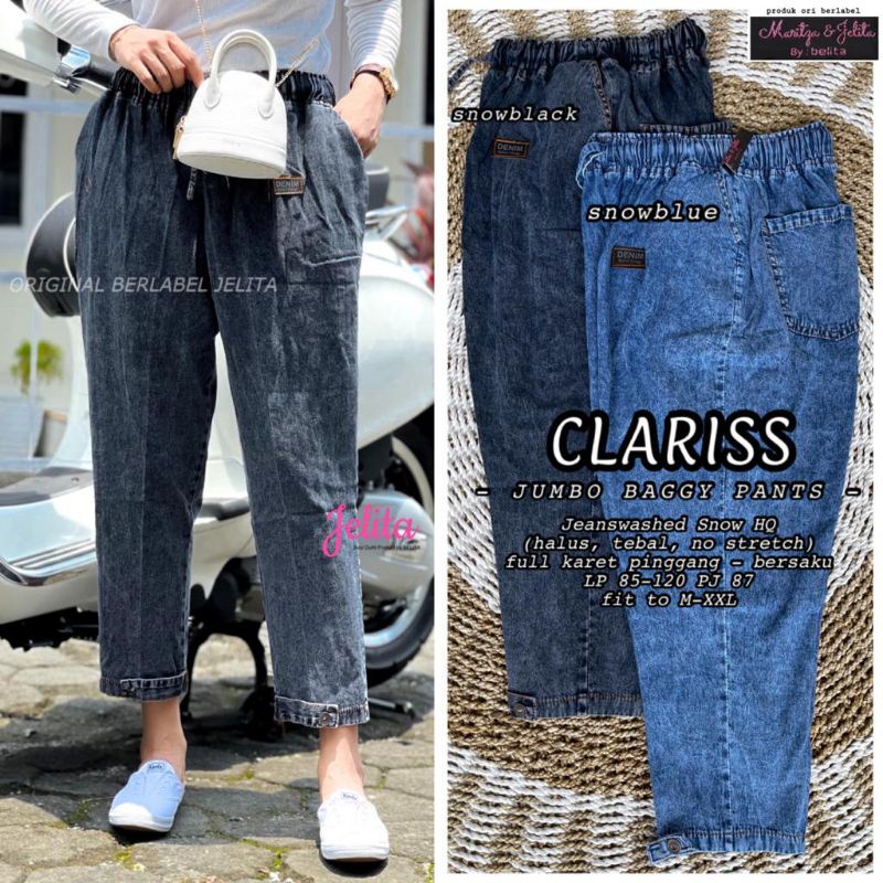 clariss jumbo baggy jeans wanita by jelita