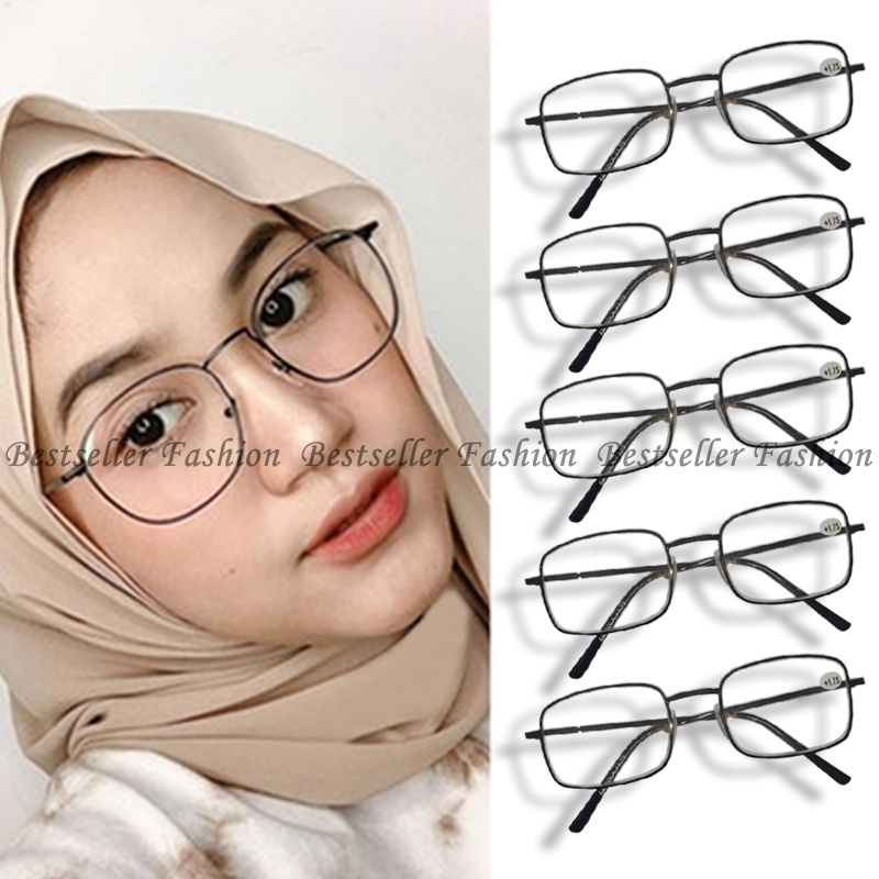 Kacamata Baca Plus 2 fungsi baca dan jalan uk +1.00 s.d +3.00 pria wanita kacamata plus frame metal kotak hitam kaca mata rabun dekat eyeglasses unisex kacamata dobel fokus