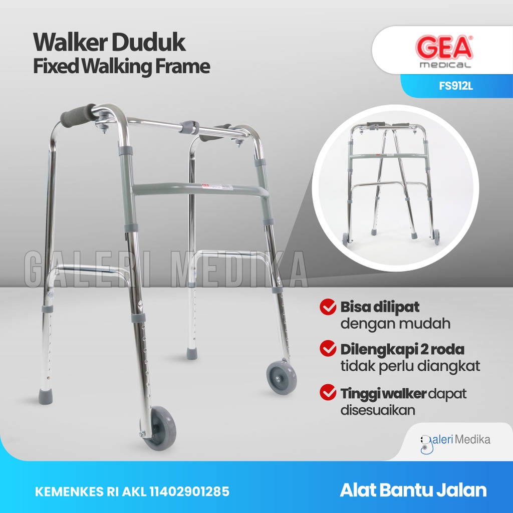 GEA FS912L / FS-912L / FS 912 L Walker / tongkat - Alat Bantu Jalan dengan Roda