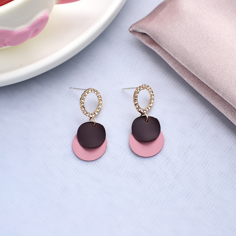 [littlecrab] Anting Wanita Bentuk Hati Maroon Anting Panjang Besar Anting Simple Elegan Maroon Woman Earrings Korean Style Anting Berkualitas