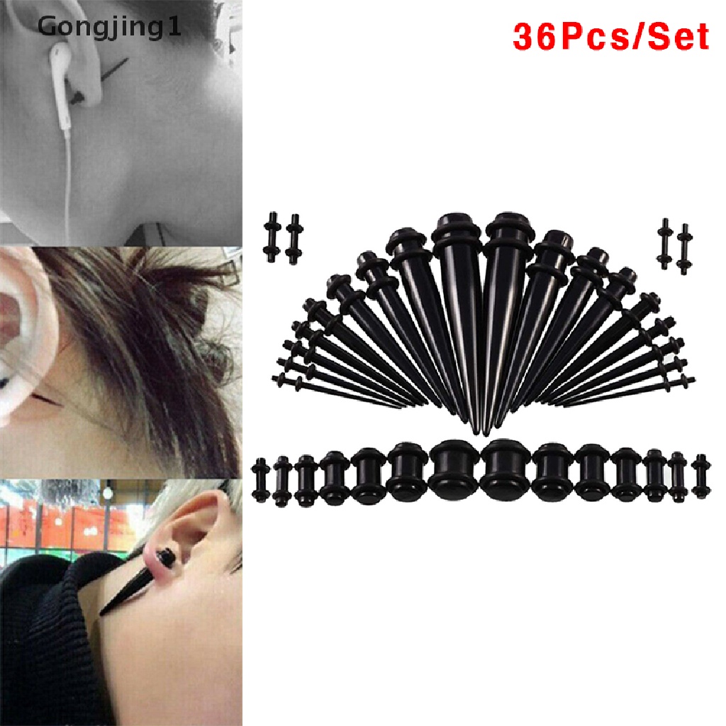 Gongjing1 36Pcs / Set Pembesar Tindik Telinga Bahan Akrilik Untuk Pria / Wanita
