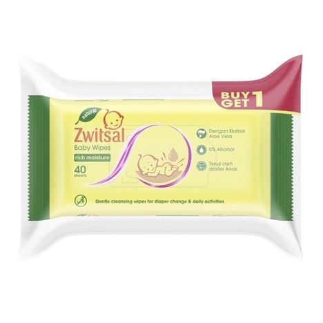 Zwitsal Baby Wipes Rich Moisture 40's - Buy 1 Get 1