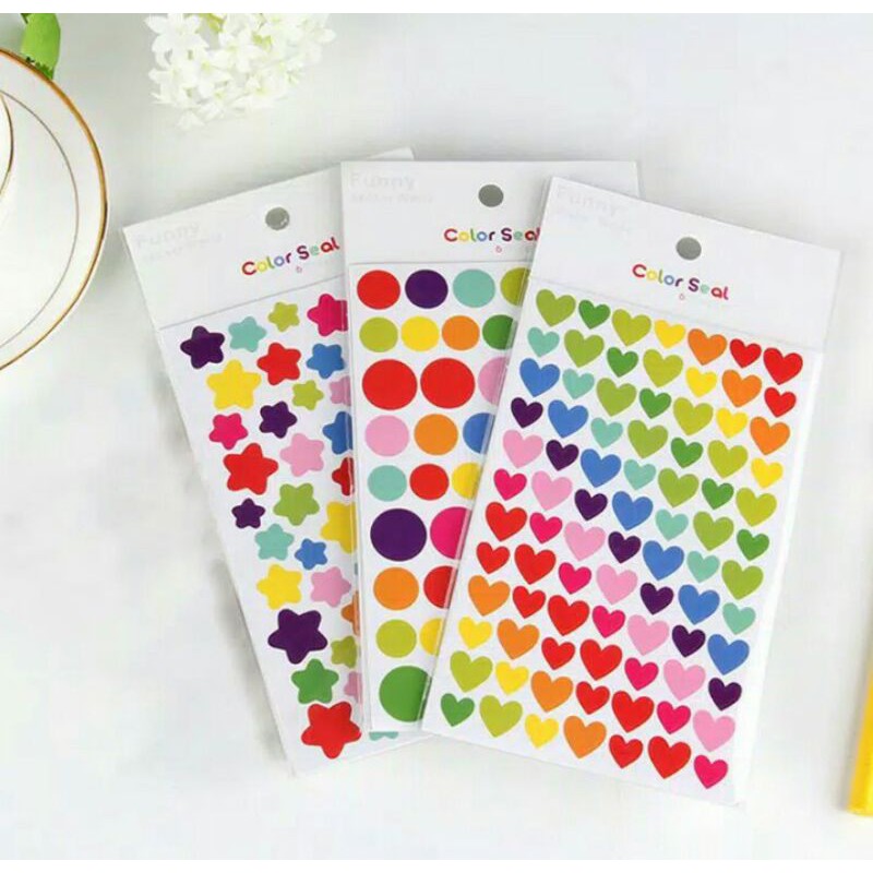 

6 sheets stiker color seal love/dot/star