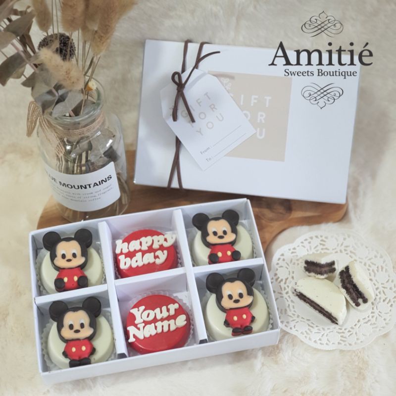 

Coklat Oreo (Custom Name & Special Box) Mickey Mouse - 1 Box isi 6 / Coklat Karakter / Birthday Gift