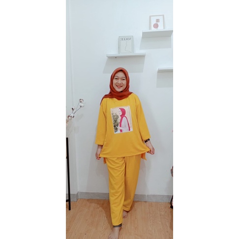 MILEA oneset babyterry - setelan panjang babyterry printing - hijab friendly