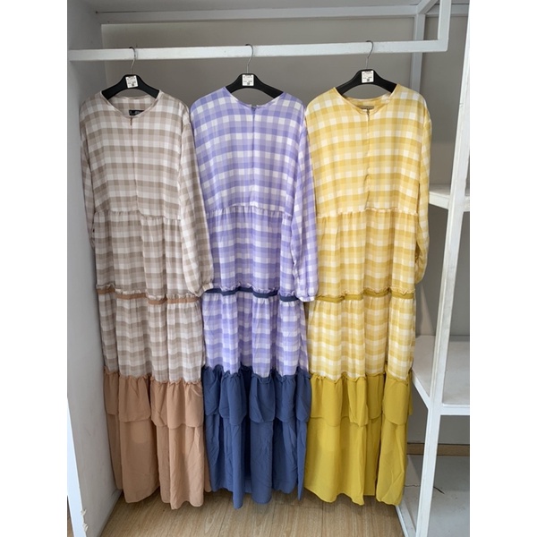 gamis ceruti joshafa / dress kotak - kotak elegan