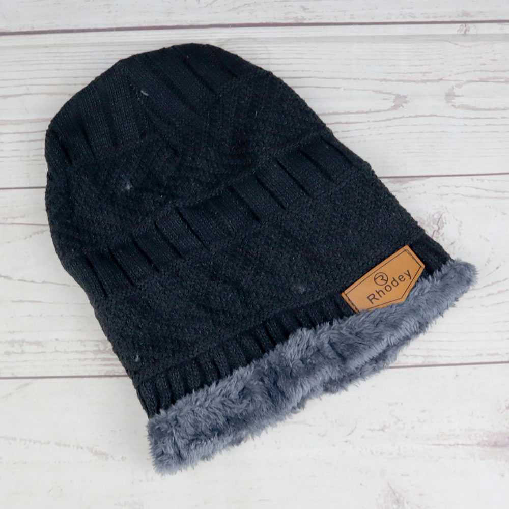 Topi Gunung Kupluk Rajut Wool Anti Angin Beanie Hat topi Slayer topi dingin pecinta alam Penghangat Kepala Knitted Hat Warmer Fleece Hats for Men Women Winter Warm Caps Beanies Skullies Black Navy Brown Grey