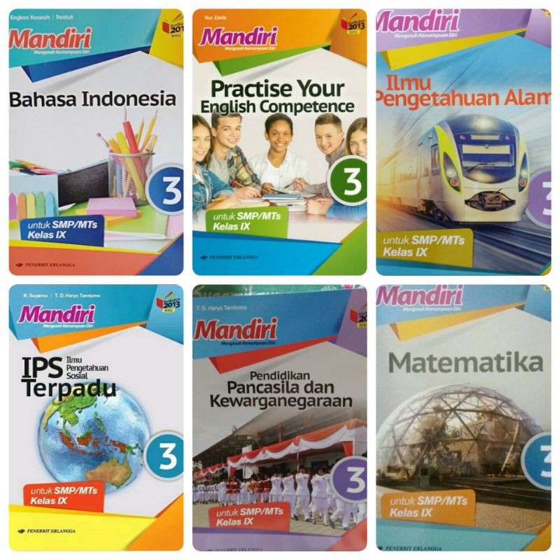 Mandiri Matematika Bahasa Indonesia Bahasa Inggris IPA IPS PPKn SMP Kelas 9 IX K13 Revisi Erlangga