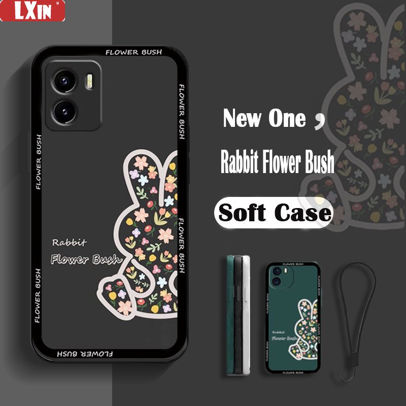 Soft Case Silikon Motif Kelinci Dengan Lanyard Untuk OPPO A17 A57 2022 Reno 8T 4G A15 A16 A16K A54 A53 A12 A5S A7 A3S A11k A31 A52 A92 A94 A93 A37 F9 A1K Reno 7 6f 4F