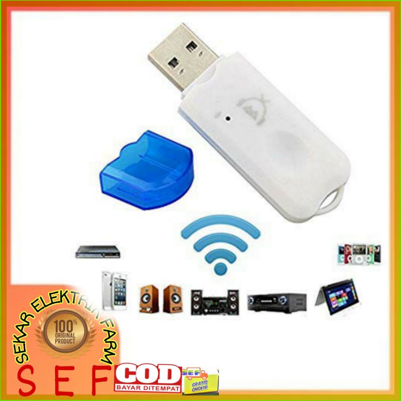 USB Bluetooth Audio Receiver With Mic / Dongle Wireless HP Ke Speaker Aktif Music Non Kabel