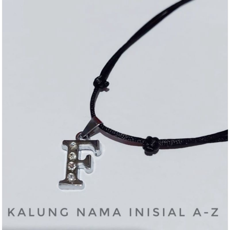 Mahkota Acc||KALUNG NAMA INISIAL HURUF ABJAD A-Z || KALUNG TALI HITAM SATIN CINA KOREA INSIAL NAMA || KALUNG TALI KOREA HITAM POLOS LIONTIN HURUF COCOK UTK PRIA &amp; WANITA