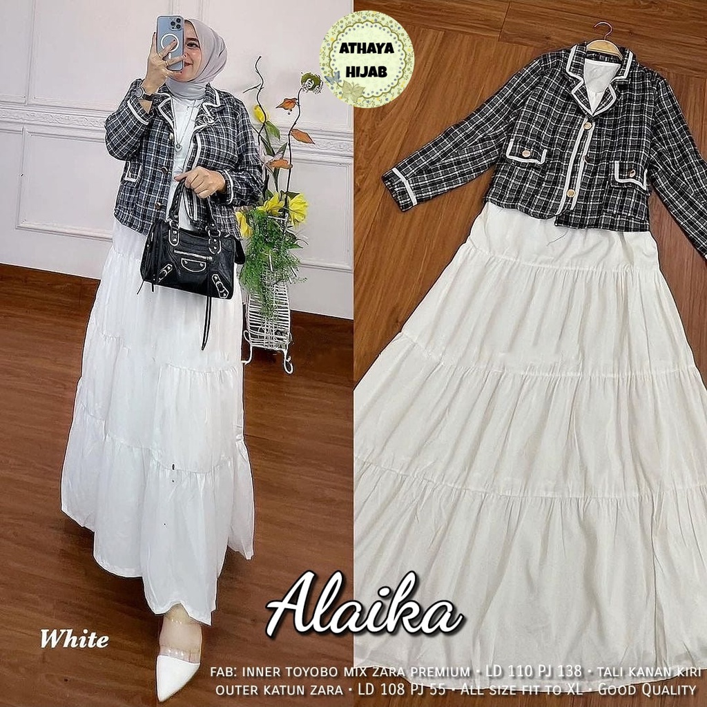 ALAIKA SET BY ATHAYA / SETELAN DRESS & JAKET WANITA BERBAHAN TOYOBO MIX ZARA PREMIUM QUALITY / SETEL