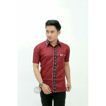 Batik Couple Keluarga Seragaman Sarimbit Batik Family Set Motif Mega Mendung Merah