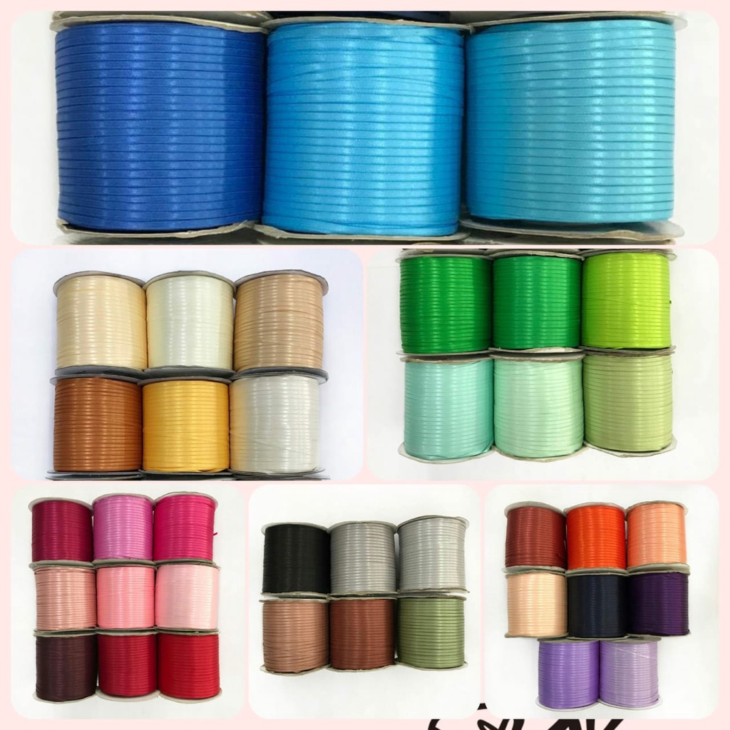 1 ROL UTUH - 3mm | TALI SOVENIR PITA DOUBLE SATIN | PITA KADO  HAMPERS IMPORT PREMIUM (1/8&quot;)