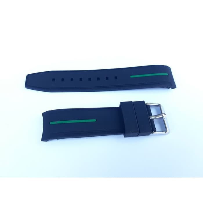 TALI JAM TANGAN ROLEX 20MM RUBBER STRAP HITAM GARIS HIJAU