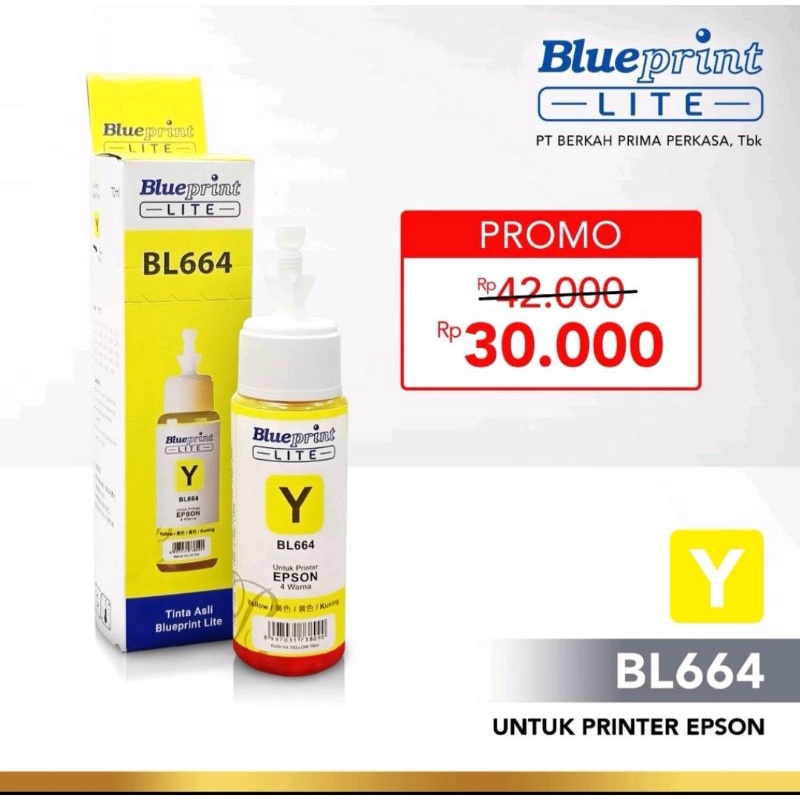 HITAM Tinta Epson 664 BLUEPRINT LITE 70ml BLACK 100% ORIGINAL  BL664 L121 / L1300 / L100 / L110 / L120 / L300 / L310 / L200 / L220 / L360 / L380