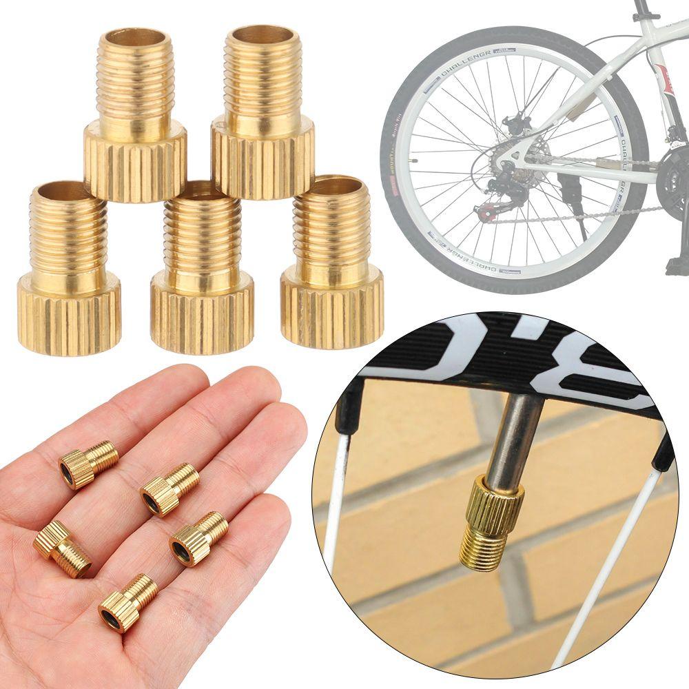 R-FLOWER 5 Pcs Konverter Klep Sepeda 5 Pcs Adaptor Aksesoris Sepeda Kuningan
