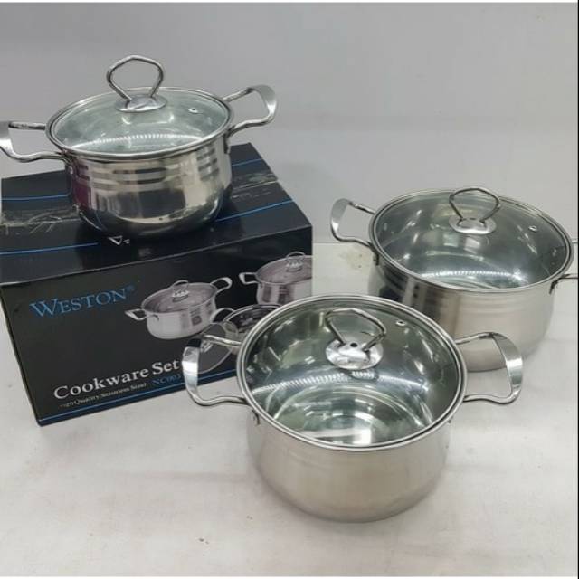 Panci Set Stainless Weston NC003 - Bisa untuk Kompor Induksi