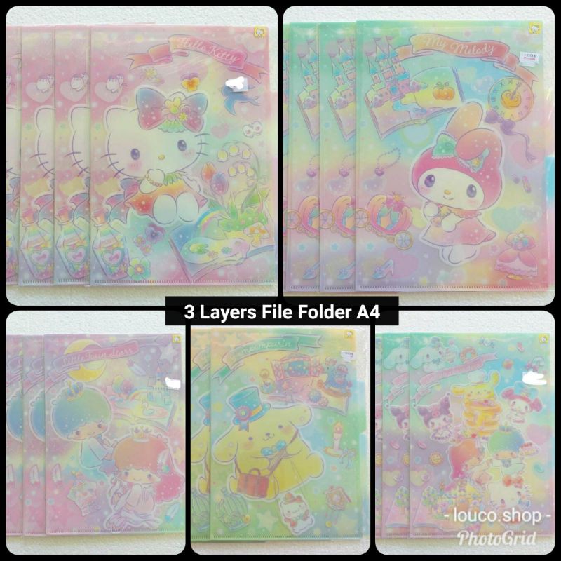 

Map File Folder A4 (3 Lapis) Sanrio Karakter Hello Kitty My Melody Little Twin Stars Pompompurin