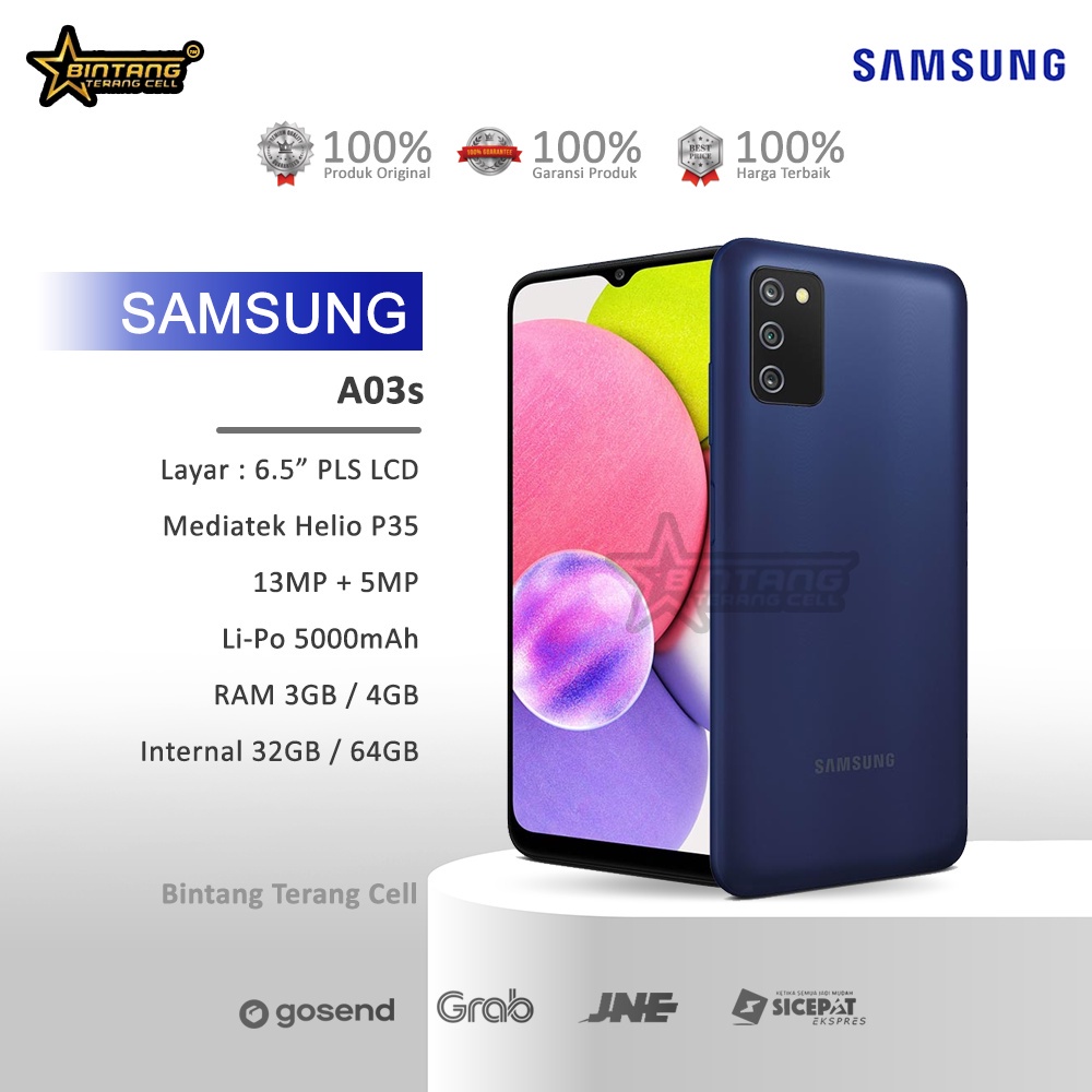 Handphone Samsung A03S Ram 3/32GB dan Ram 4/64GB Garansi Resmi