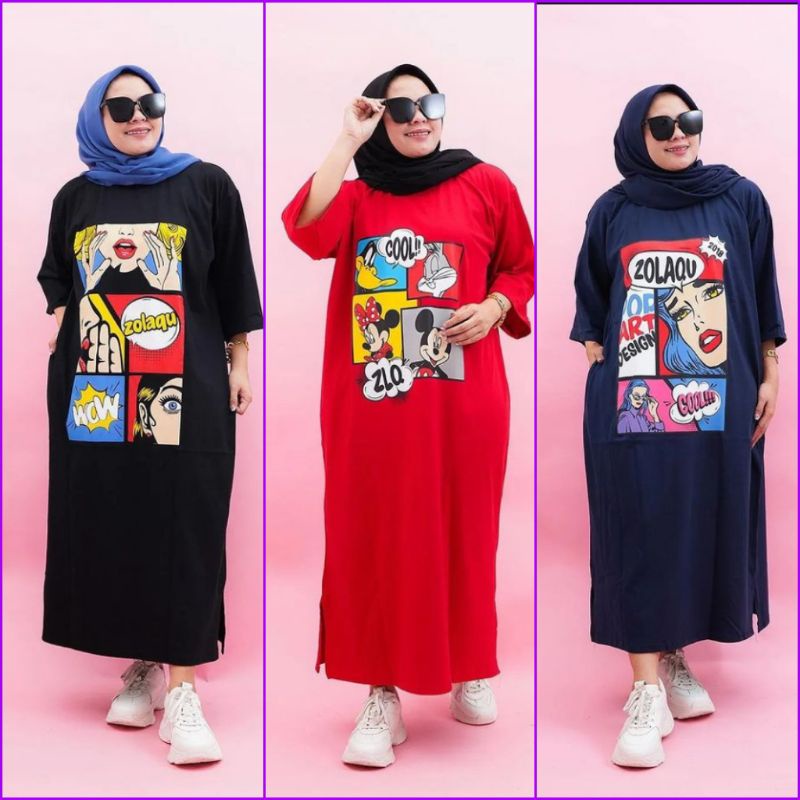 LONG TUNIK ZLQ COMBAD 20S // MIDI DRES KEKINIAN HITS TERBARU