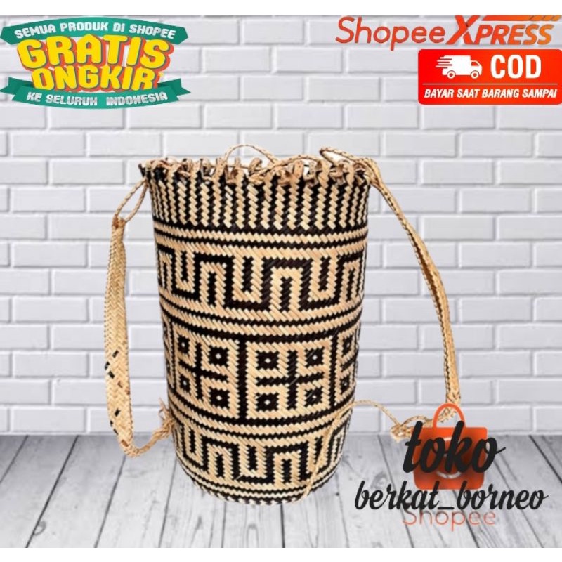 berkatborneo anjat tas ransel rotan khas suku dayak asli ukuran 30cm