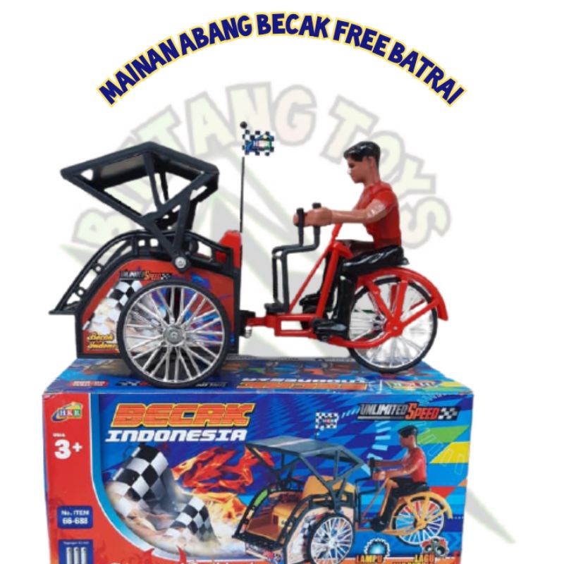 Mainan Becak Indonesia / Mainan Gerobak Bakso Dorong - Bakso Loncat Goyang  / Abang Tukang Bakso
