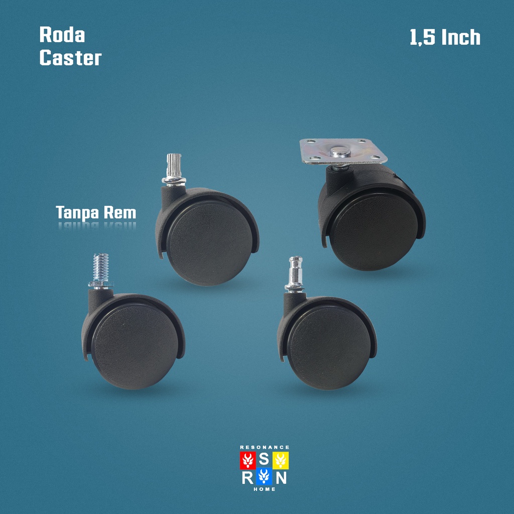 Roda Kursi Kantor Caster TEBAL Plat + Rem/Non Rem 50mm (1.5 inch) |  Roda Lemari Meja / Roda Kandang / Roda Kursi Gaming