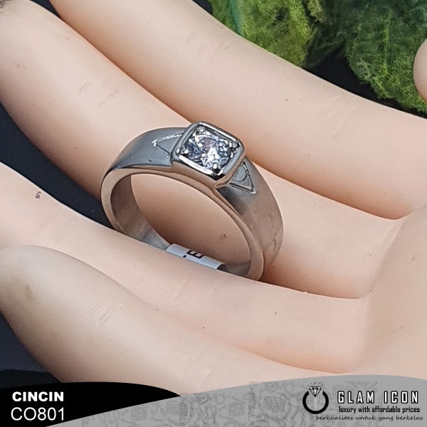 Cincin Couple Mata Kotak Crown  C0801 CCS