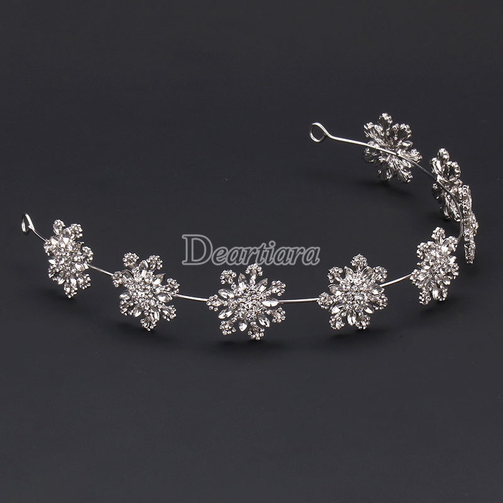 Fashion Horse Eye Alloy Rhinestone Small Snowflake Headband Bridal White Wedding Headdress Accessories