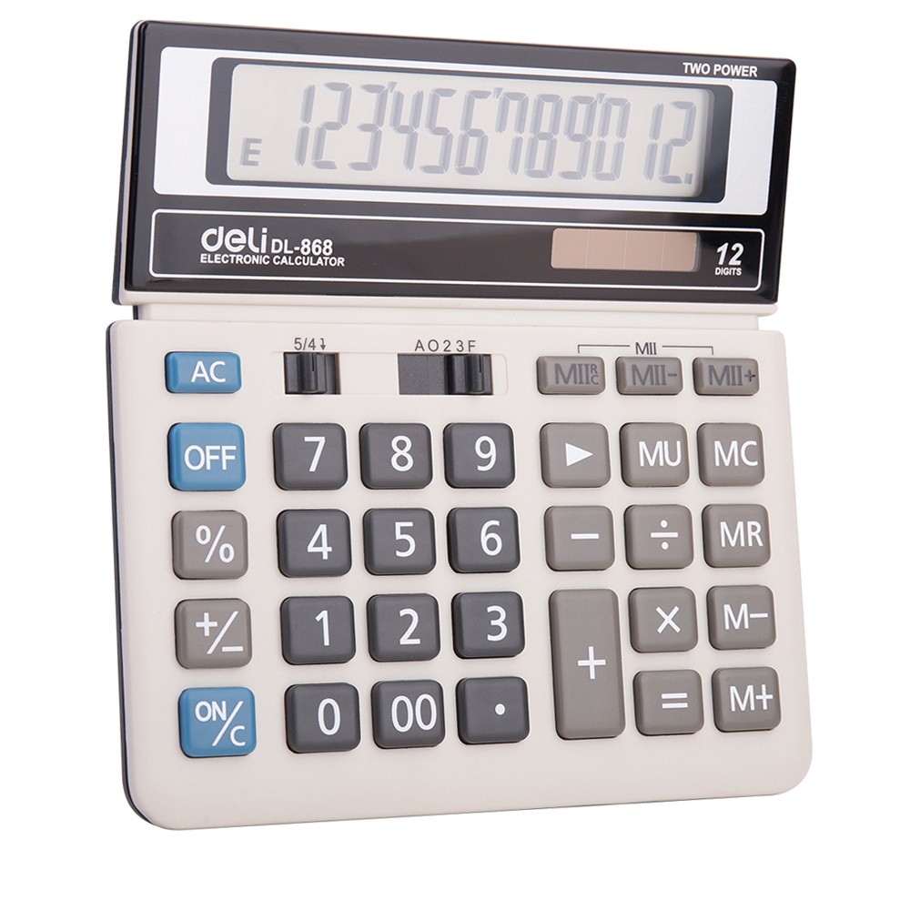 HAPPY TIME DELI KALKULATOR MEJA 12 DIGIT DESKTOP CALCULATOR WARNA ABU-ABU GARANSI 3 TAHUN ALAT TULIS KANTOR SEKOLAH KULIAH W868