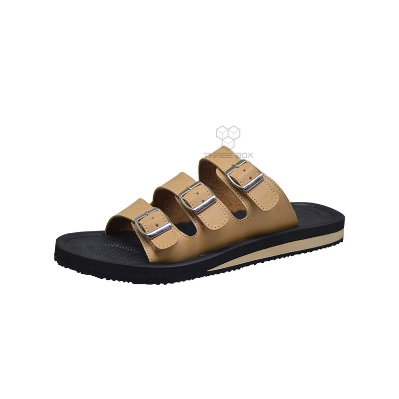 THREE BOX - Sandal Selop Orion Casual Ringan Unisex BeigeBlack ORIGINAL