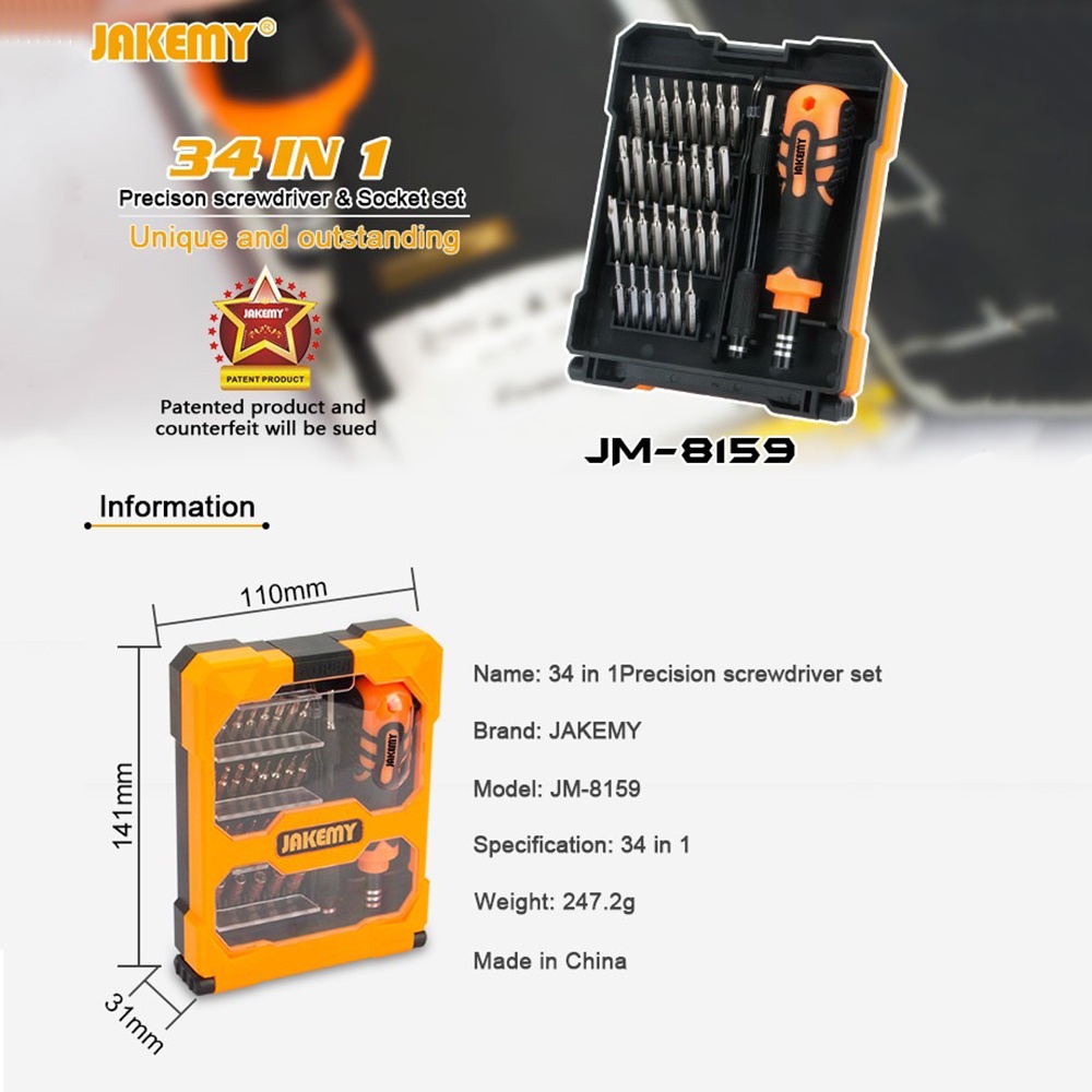 Jakemy JM-8159 Set Obeng Torx Hex