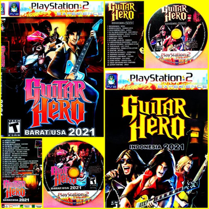 Paket 2 Kaset Game Ps 2 Guitar Hero Barat & Indonesia 2021 Terbaru