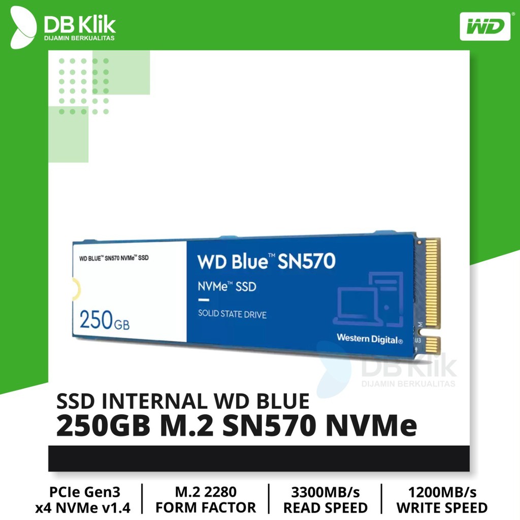 SSD WD BLUE 250GB M.2 SN570 NVMe GEN3 - WD Blue NVMe M.2 SN570 250GB
