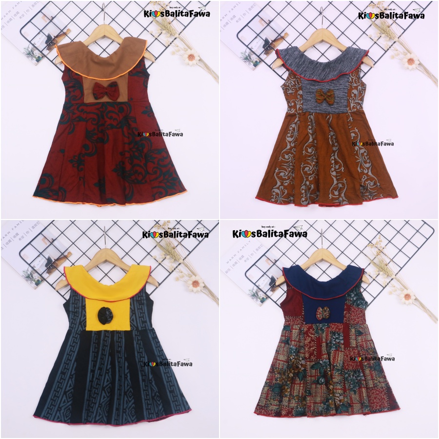 Dress Batik uk Bayi - 4 Tahun / Model Dres Baju Anak Perempuan Pesta Cewek Motif Bunga Modern Murah