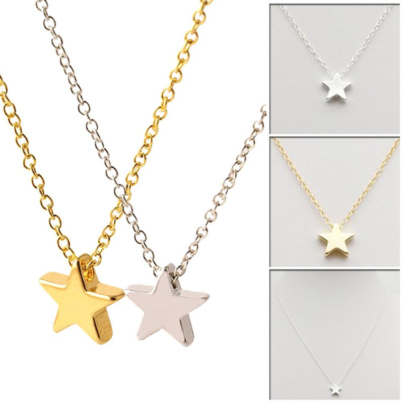 Simple  Five-pointed Star Pendant Necklace Women's  Metal Necklace Alloy Jewelry Accessories Party Gift