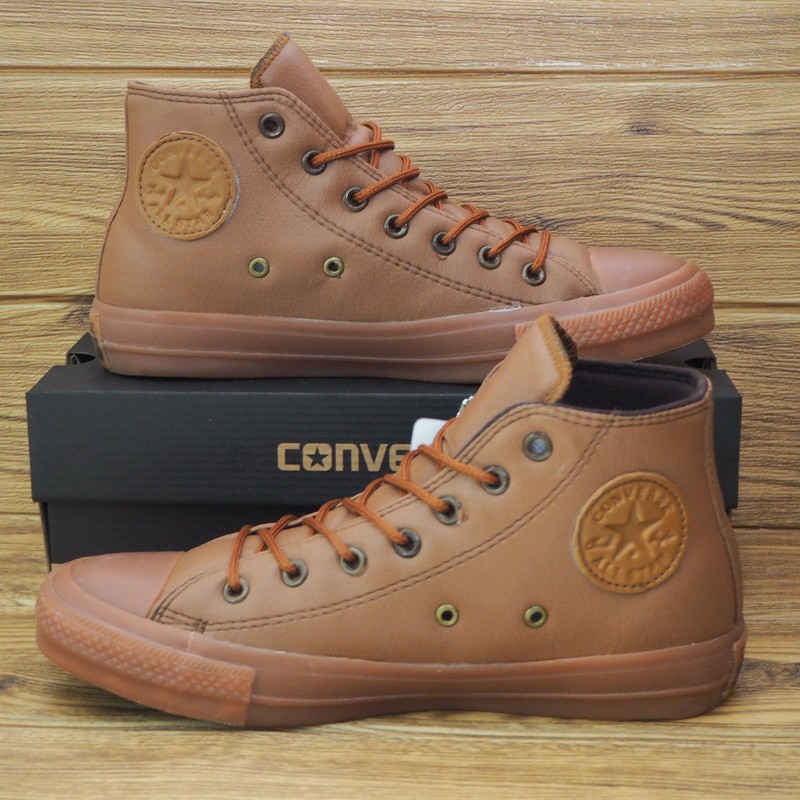 CONVERSE KULIT SINTETIS  SEPATU ALL STAR MOTIF KULIT JERUK COKLAT MUDA LOW