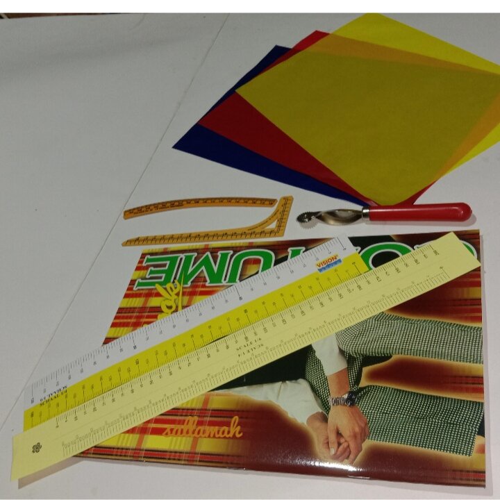 paket kursus pemula pola jahit isi 6 jenis/alat jahit/alat mesin jahit/buku kostum/rader/penggaris p