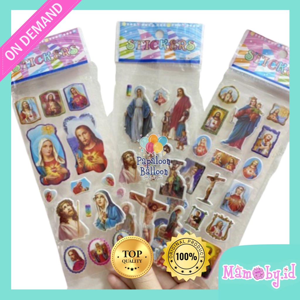 Sticker Nasrani Tuhan Yesus Bunda Maria natal santa clause murah 3D
