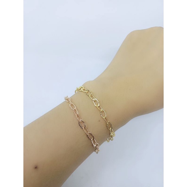 gelang perak asli lapis emas/gelang rante nori oval ukir 1bel/gelang asli silver 925/gelang fahsion wanita