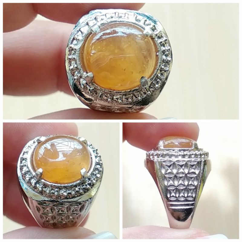 Cincin Batu Permata Natural Yellow Sapphire / Safir Kuning Yakut