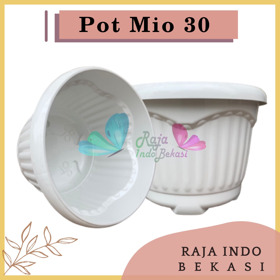 Pot Shallom Mio 30 Putih Pot Bunga Plastik Tebal Murah Besar Kuat Motif Model Belimbing 30 cm Putih Hitam Selusin Lusinan Tebal - SHALLOM MIO 30 pot bunga bulat besar tebal murah