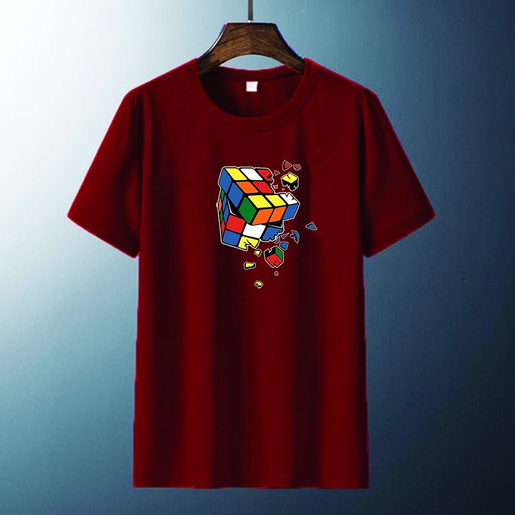 Kaos Pria Distro Gambar Rubik Atasan Lengan Pendek T-shirt Pria Kaos Cowok Cewek pendek