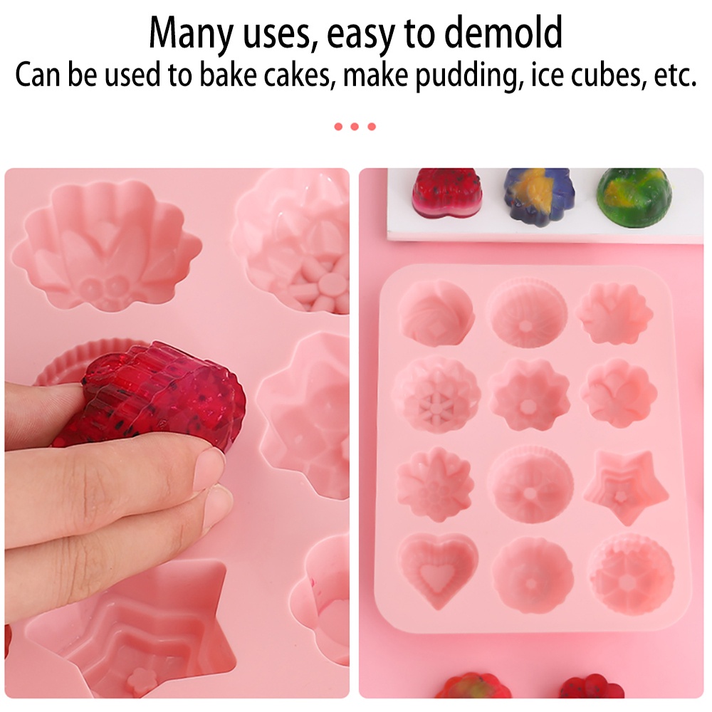 12 Kinds of Flowers and Plants Silicone Cake Baking Mold