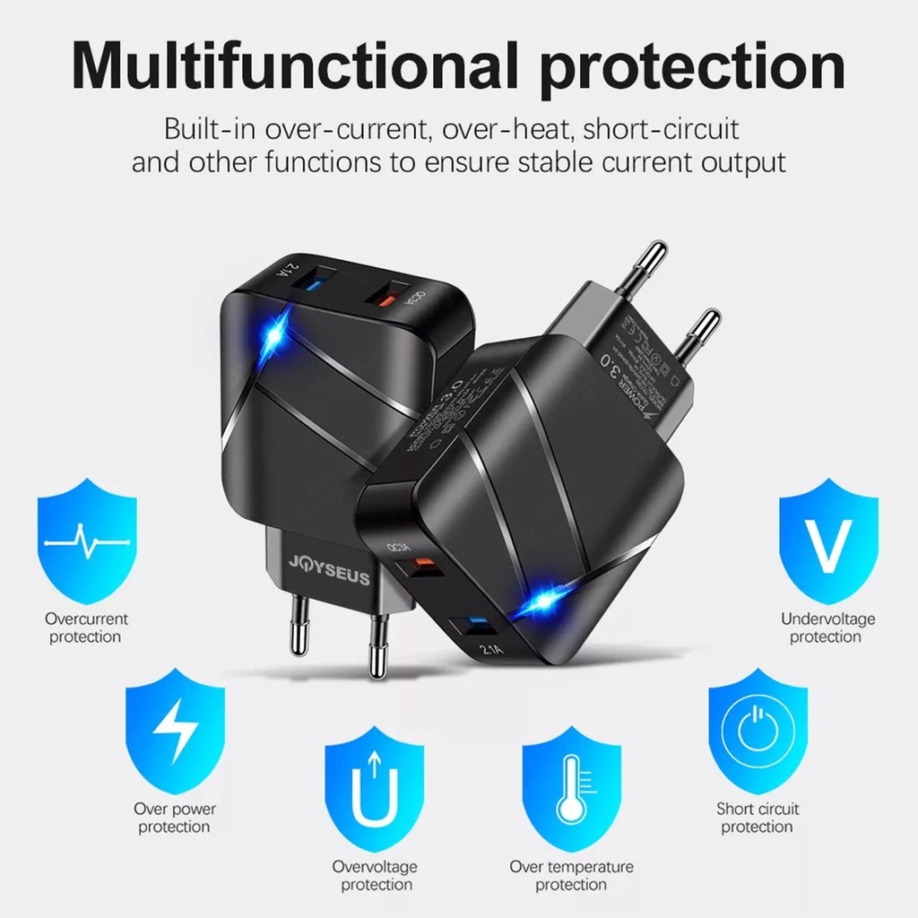 Charger Travel Adapter Colokan USB QC3.0 PD kepala charger JOYSEUS Wall Charger Fast Charging for Samsung Apple iphone Huawei Xiaomi Redmi Oppo VIVO