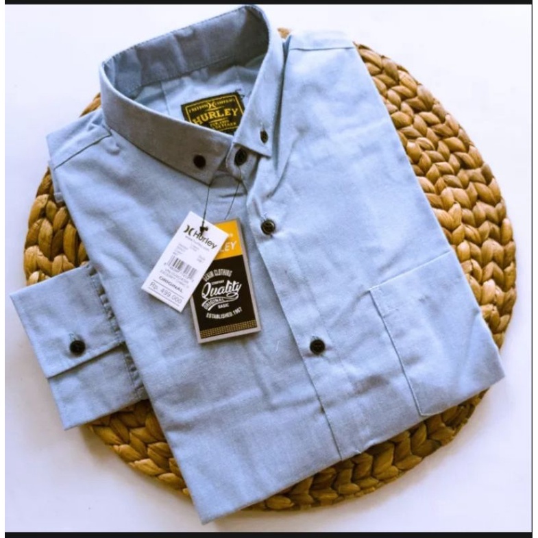 Baju Kemeja Hem Atasan Pria Lengan Panjang Biru Muda Kemeja Polos Original Kemeja Distro