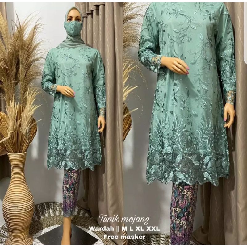 Set Tunik Tille Mutiara Modern 2022//Setelan Kebaya dan Rok Plisket//Seragam Pesta//kebaya termurah//baju kebaya termurah/tunik pesta/seragam pesta termurah/Baju kurung/pakaian wanita termurah/kebaya kekiniano