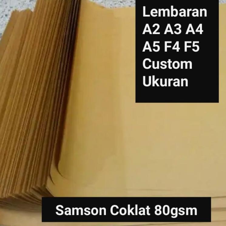 

(ATC) Kertas Samson Coklat 80GSM Lembaran/A2/F4/F5/A4/A3/A5/ UK CUSTOM