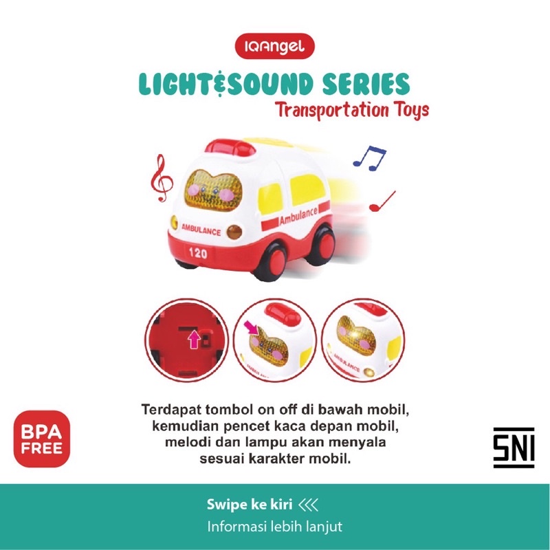 Iq angel Transportation Series Light &amp; Sound Mainan Mobilan Anak